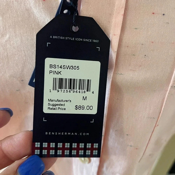 Pink Ben Sherman Casual or Dress shirt- NWT Size Medium- Short Sleeve - Picture 6 of 9